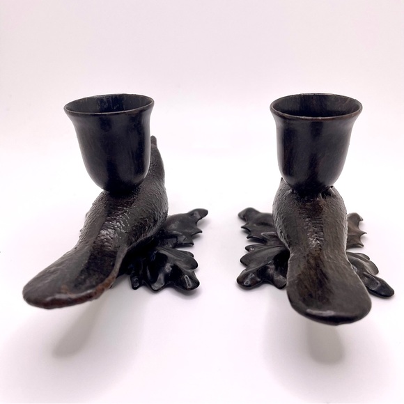 Metal Bronze Finish Bird Candleholders - Set of 2 - Picture 4 of 7